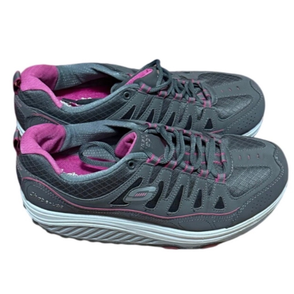 Skechers Shape-ups Womens Grey Pink Rocker Bottom Walking Shoes Size 8